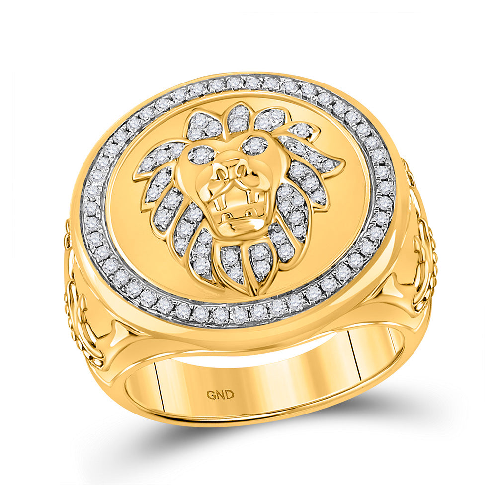 10K Yellow Gold Men Ring Rolex with Round Cubic Zirconia – BRALEM